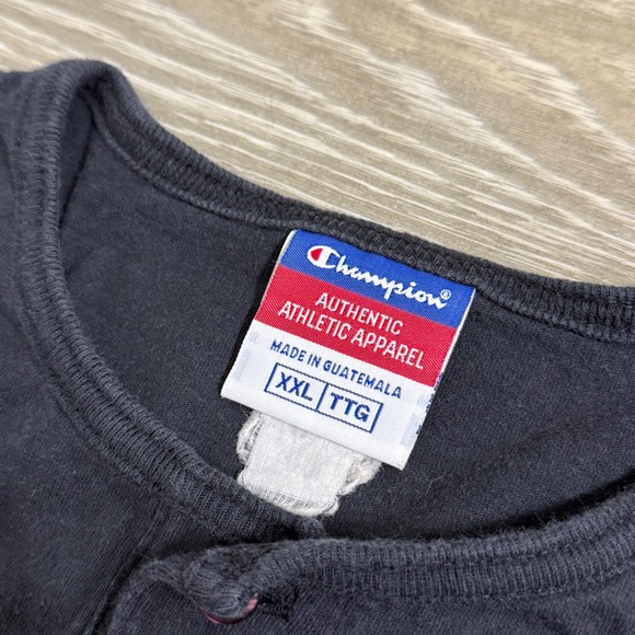 Vintage Champion Skull Just Blow Me Henley Tee Black‎ Short Sleeve Put-in-Bay - Picture 5 of 8